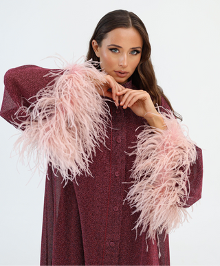 Burgundy Luxury Kaftan
Dubai
Shimmering Lurex Fabric
Handmade Artistry
Hand-Applied Ostrich Feathers
Button-Down Kaftan Dress
Satin Slip Dress
Elegant Kaftan Dress
Statement Evening Wear
Ostrich Feather Trim
Handmade
Artistry
Ostrich Feathers
Artisans
Made to Order